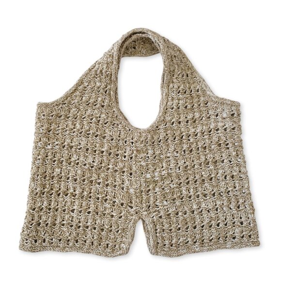 Jeffrey Rogers Crochet Knit Beige Crop Top  Coastal Grandma Cowgirl Cottagecore - Picture 3 of 11